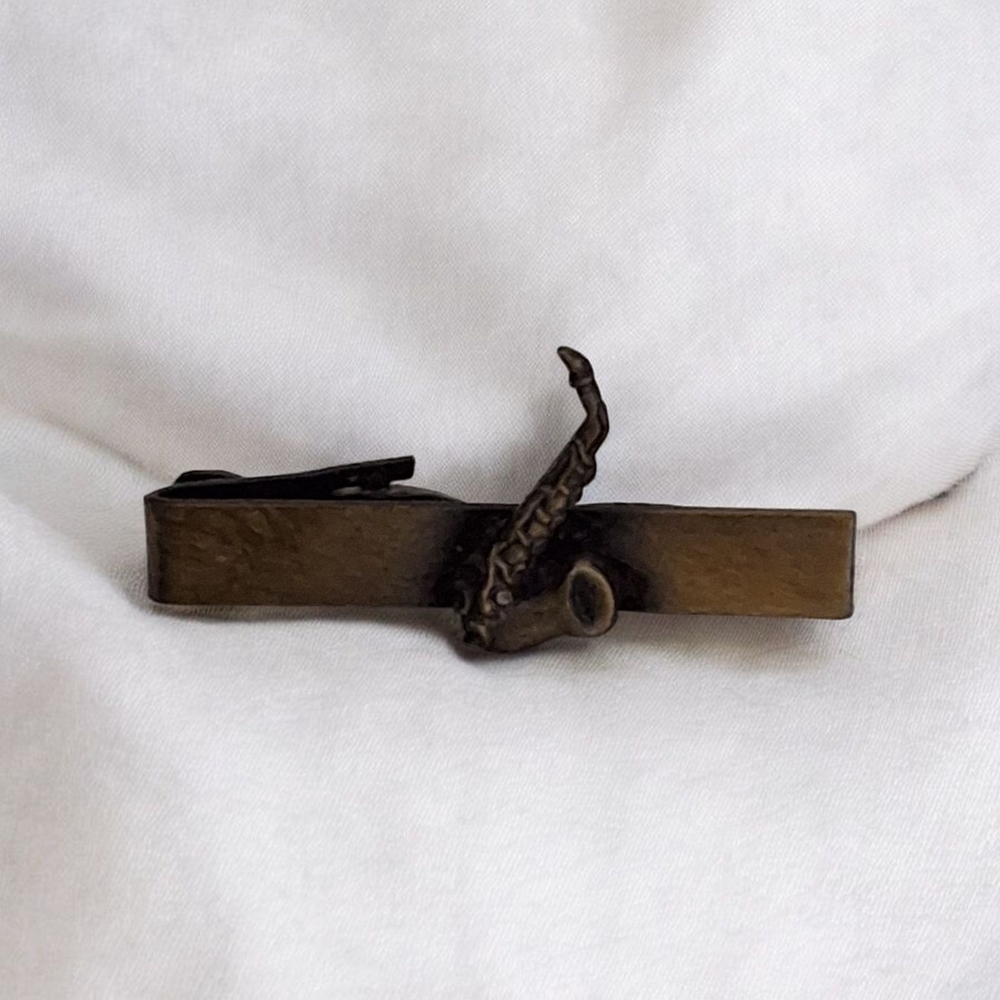 Vintage Bronze Saxophone Tie Clip